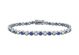 Sapphire and Diamond Tennis Bracelet : Platinum - 2.00 CT TGWsapphire 