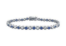 Sapphire and Diamond Tennis Bracelet : Platinum - 4.00 CT TGWsapphire 