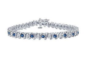 Sapphire and Diamond Tennis Bracelet : Platinum - 1.00 CT TGWsapphire 