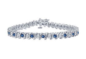 Sapphire and Diamond Tennis Bracelet : Platinum - 2.00 CT TGWsapphire 