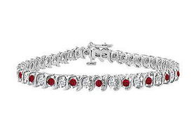 Ruby and Diamond Tennis Bracelet : 14K White Gold - 2.00 CT TGWruby 