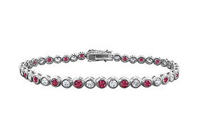 Ruby and Diamond Tennis Bracelet : 14K White Gold - 2.00 CT TGWruby 