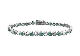 Emerald and Diamond Tennis Bracelet : 18K White Gold - 4.00 CT TGWemerald 