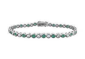 Emerald and Diamond Tennis Bracelet : 18K White Gold - 5.00 CT TGWemerald 