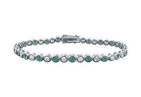 Emerald and Diamond Tennis Bracelet : Platinum - 2.00 CT TGWemerald 