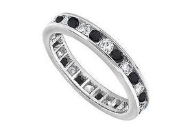 Black and White Diamond Eternity Band : 14K White Gold  1.00 CT Diamonds - Ring Size 9.5black 