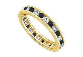 Black and White Diamond Eternity Band : 14K Yellow Gold  2.00 CT Diamonds - Ring Size 9.0black 