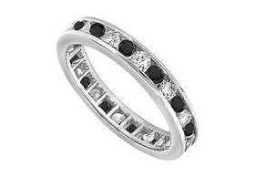 Black and White Diamond Eternity Band : 14K White Gold  4.00 CT Diamonds - Ring Size 9.0black 