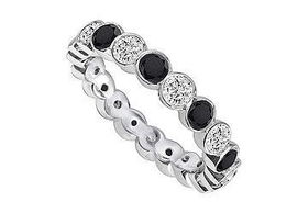 Black and White Diamond Eternity Band : 14K White Gold  1.00 CT Diamonds - Ring Size 9.5black 