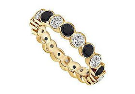 Black and White Diamond Eternity Band : 14K Yellow Gold  1.00 CT Diamonds - Ring Size 9.5black 