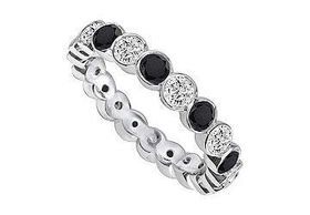 Black and White Diamond Eternity Band : 14K White Gold  2.00 CT Diamonds - Ring Size 9.5black 