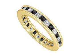 Black and White Diamond Eternity Band : 14K Yellow Gold  2.00 CT Diamonds - Ring Size 9.0black 