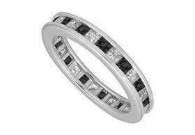 Black and White Diamond Eternity Band : 14K White Gold  2.00 CT Diamonds - Ring Size 9.0black 