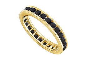 Black Diamond Eternity Band : 14K Yellow Gold - 1.00 CT Diamonds - Ring Size 9.5black 