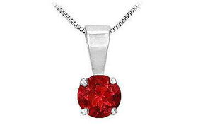 Ruby Solitaire Pendant : 14K White Gold - 1.00 CT TGWruby 