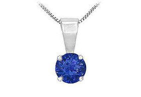 Sapphire Solitaire Pendant : 14K White Gold - 1.00 CT TGWsapphire 