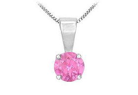 Pink Sapphire Solitaire Pendant : 14K White Gold - 1.00 CT TGWpink 