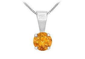 Citrine Solitaire Pendant : 14K White Gold - 1.00 CT TGWcitrine 