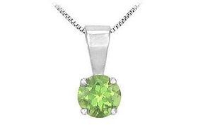 Peridot Solitaire Pendant : 14K White Gold - 1.00 CT TGWperidot 