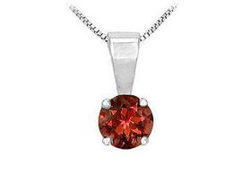 Garnet Solitaire Pendant : 14K White Gold - 1.00 CT TGWgarnet 