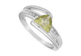 Lemon Quartz and Diamond Ring : 14K White Gold - 1.25 CT TGW - Ring Size 9.0lemon 