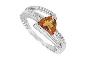 Citrine and Diamond Ring : 14K White Gold - 1.25 CT TGW - Ring Size 9.0citrine 