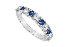 Sapphire and Diamond Ring : 14K White Gold - 1.00 CT TGW - Ring Size 9.0sapphire 