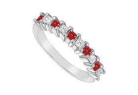 Ruby and Diamond Ring : 14K White Gold - 0.50 CT TGW - Ring Size 9.0ruby 