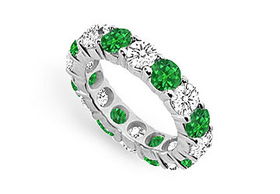 Diamond and Emerald Eternity Band : 14K White Gold - 5.00 CT TGW - Ring Size 9.5diamond 