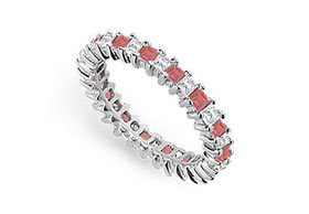 Diamond and Ruby Eternity Band : 14K White Gold   2.00 CT TGW - Ring Size 9.5diamond 