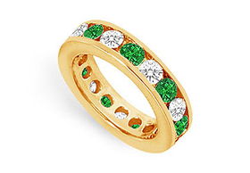 Diamond and Emerald Eternity Band : 14K Yellow Gold  3.00 CT TGW - Ring Size 9.5diamond 