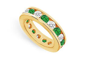 Diamond and Emerald Eternity Band : 14K Yellow Gold  4.00 CT TGW - Ring Size 9.5diamond 