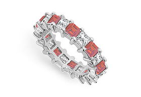 Diamond and Ruby Eternity Band : 14K White Gold   4.00 CT TGW - Ring Size 9.0diamond 