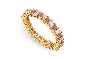 Diamond and Ruby Eternity Band : 14K Yellow Gold   2.00 CT TGW - Ring Size 9.5diamond 