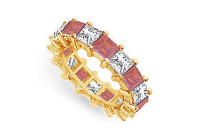 Diamond and Ruby Eternity Band : 14K Yellow Gold   5.00 CT TGW - Ring Size 9.5diamond 