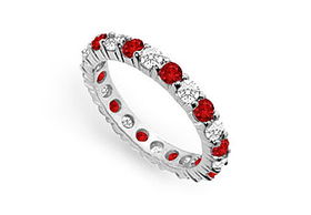 Diamond and Ruby Eternity Band : 14K White Gold   2.00 CT TGW - Ring Size 9.5diamond 