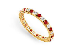 Diamond and Ruby Eternity Band : 14K Yellow Gold   1.00 CT TGW - Ring Size 9.5diamond 