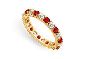 Diamond and Ruby Eternity Band : 14K Yellow Gold   2.00 CT TGW - Ring Size 9.5diamond 