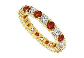 Diamond and Ruby Eternity Band : 14K Yellow Gold   3.00 CT TGW - Ring Size 9.5diamond 