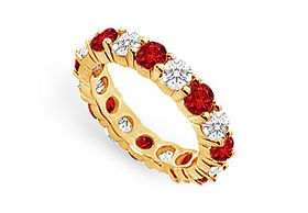 Diamond and Ruby Eternity Band : 14K Yellow Gold   4.00 CT TGW - Ring Size 9.5diamond 