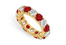 Diamond and Ruby Eternity Band : 14K Yellow Gold   5.00 CT TGW - Ring Size 9.5diamond 