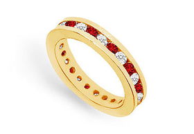 Diamond and Ruby Eternity Band : 14K Yellow Gold   1.00 CT TGW - Ring Size 9.0diamond 