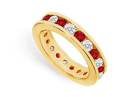 Diamond and Ruby Eternity Band : 14K Yellow Gold   2.00 CT TGW - Ring Size 9.0diamond 