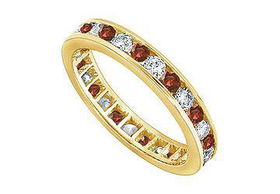 Diamond and Ruby Eternity Band : 14K Yellow Gold   3.00 CT TGW - Ring Size 9.0diamond 