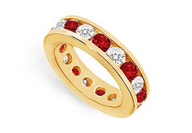 Diamond and Ruby Eternity Band : 14K Yellow Gold   4.00 CT TGW - Ring Size 9.0diamond 