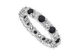 Black and White Diamond Eternity Band : 14K White Gold   1.00 CT Diamonds - Ring Size 9.5black 