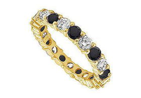 Black and White Diamond Eternity Band : 14K Yellow Gold  1.00 CT Diamonds - Ring Size 9.5black 