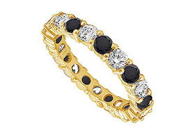 Black and White Diamond Eternity Band : 14K Yellow Gold  3.00 CT Diamonds - Ring Size 9.5black 