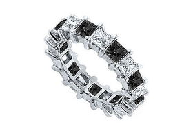 Black and White Diamond Eternity Band : 14K White Gold   2.00 CT Diamonds - Ring Size 9.5black 