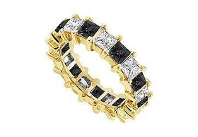 Black and White Diamond Eternity Band : 14K Yellow Gold  5.00 CT Diamonds - Ring Size 9.5black 